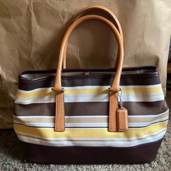 Coach Vintage Hampton Striped Tote Bag - Picture 1 of 10